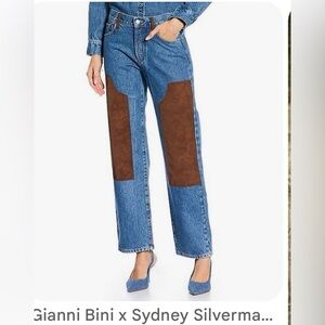 Gianni Bini x Sydney Silverman Blue Jeans with Brown Accents